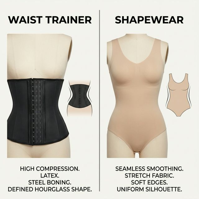 Waist Trainer vs Shapewear Comparison Infographic